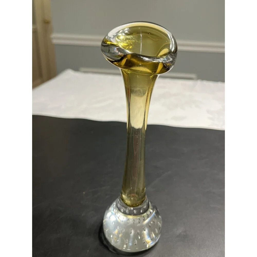 Vintage Yellow Jack in the Pulpit Bud Vase Aseda of Sweden 7.6”